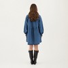 Anna-Kaci Women’s Button Front Denim Shirt Dress with Soft Woven Fabric Balloon Sleeves Front Patch Pockets - 4 of 4