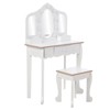 Kids Vanity with Lighted Mirror, Little Girls Vanity Table & Stool, Kids Makeup with Tri-Fold Mirror, Drawer & Storage Grid - 3 of 4
