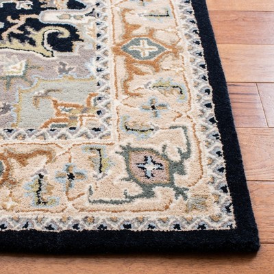 Beige and Navy Hand-Tufted Wool Rectangular Area Rug