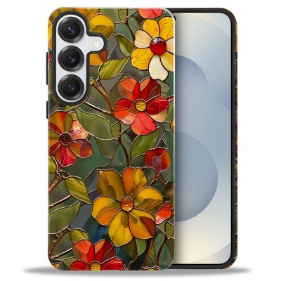 BONGEEK Case Compatible with Samsung Galaxy S25,Scratch Resistant Hybrid 2-Layer Hard Shell Bright Phone Case,Stained Glass Summer Boho Flower