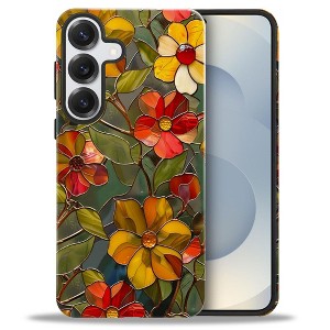 BONGEEK Case Compatible with Samsung Galaxy S25,Scratch Resistant Hybrid 2-Layer Hard Shell Bright Phone Case,Stained Glass Summer Boho Flower - 1 of 4