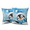 Winter Penguin Blue Pillow Covers 18x18 Set of 2 Christmas Penguins Snowflake Pine Tree - 3 of 3