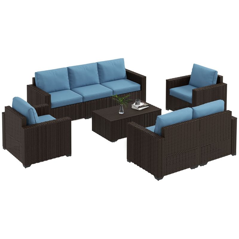 Outsunny Cushioned Patio Furniture Set, Storage Function Coffee Table, 1 of 7