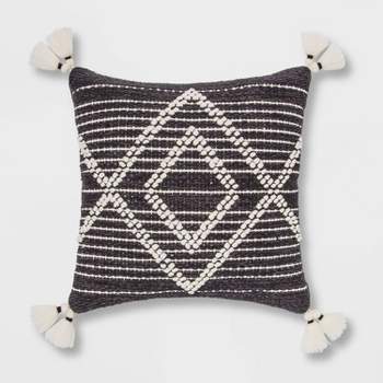 Embroidered Textured Diamond Throw Pillow Black/Cream - Opalhouse™