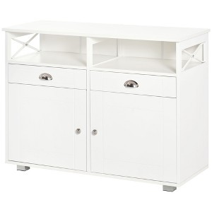 NicBex Freestanding Sideboard Cabinet Kitchen Buffet Storage Cabinet with 2 Drawers and 2 Doors Elegant Coffee Bar Cabinet for Living Room,White - 1 of 4