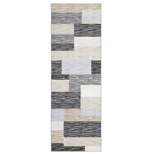 Indoor Modern Geometric Patchworked Area Rugs for Bedroom Living Room, Washable Non Slip Contemporary Carpet for Home Office - 1 of 4