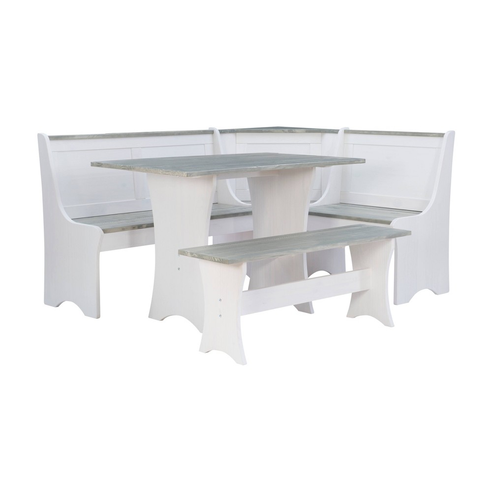 Photos - Dining Table Linon Parkside Storage Corner Bench Dining Set White/Gray  