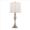 LumiSource (Set of 2) Ashland 27" Contemporary Metal Table Lamps Brushed Nickel with White Textured Linen Shade from Grandview Gallery: UL Listed - 3 of 4