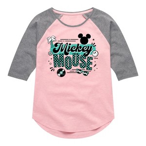 Girls' - Disney - Mickey & Friends Shirt Tail Raglan Graphic T-shirt - 1 of 4