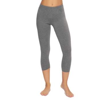 Ash Grey Yoga Capri Leggings, Solid Color Mid-Calf Length
