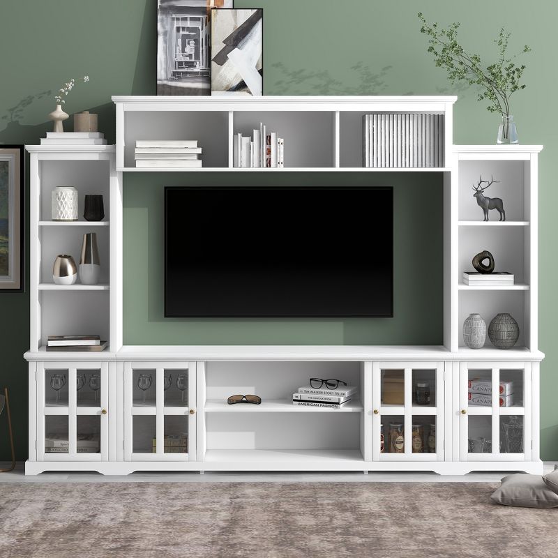 104" Minimalism Style Entertainment Wall Unit with Bridge, Modern TV Stand for TVs Up to 70" - ModernLuxe, 2 of 13