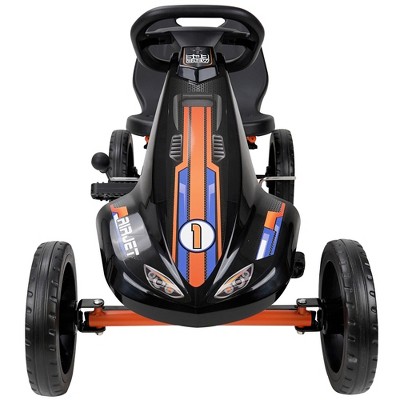 Orange and Black Kids Pedal Go Kart with Sporty Graphics