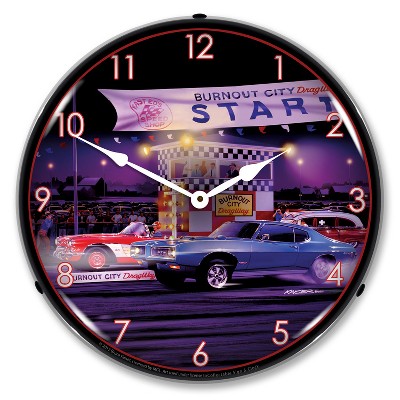 Collectable Sign & Clock | Drag City LED Wall Clock Retro/Vintage, Lighted