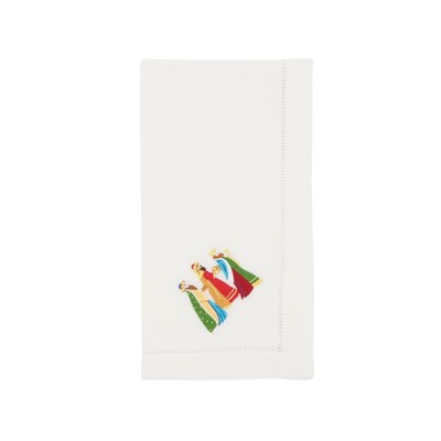 Saro Lifestyle Majestic Embroidered Three Kings Napkin (Set of 6), White, 20"x20"