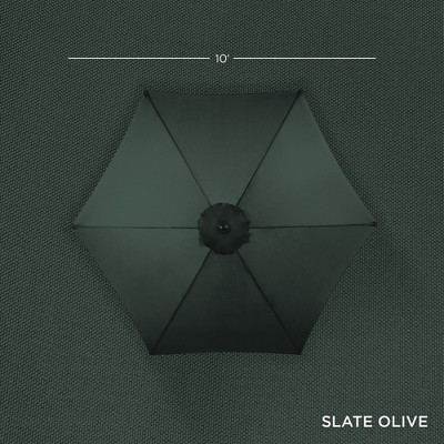 Slate 10ft Outdoor Steel Market Patio Umbrella with Crank and Tilt