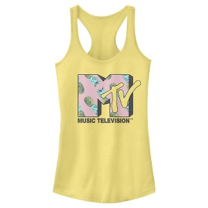 Juniors Womens MTV Pineapple Fruit Logo Racerback Tank Top - 1 of 3