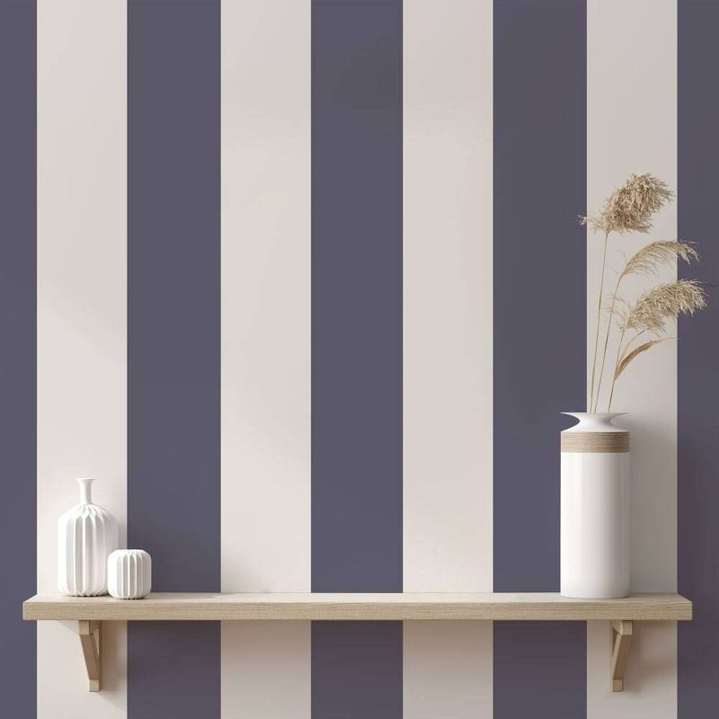Tempaper Stripe Self-Adhesive Removable Wallpaper Navy/Cream, 3 of 7