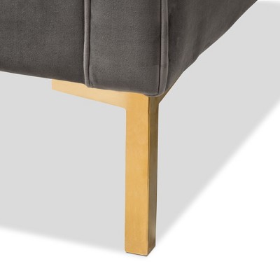 Zanetta Grey Velvet Upholstered Gold Finished Lounge Chair