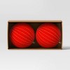 2ct Christmas 200mm Flocked Ribbed Glitter Ornament Set Red - Wondershop™ - 3 of 4