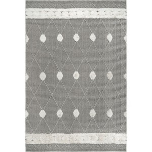 Nuloom Paola High Low Textured Shaggy Diamond Dotted Indoor Area Rug - Grey 5x7 - 1 of 4