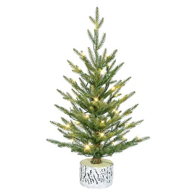 Puleo 2' Pre-Lit Artificial Green Potted Arctic Fir Tree