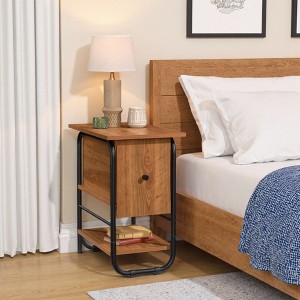 FONTOI End Tables Natural Cherry Finish Side Table Coffee Table Living Furniture Sofa Table Narrow Night Stand for Home Office, Brown, 15.5"*23.5"*36" - 1 of 4