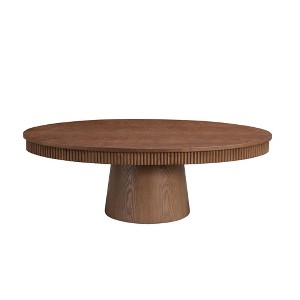 47.24" MDF Oval Handcraft Drum Coffee Table with Sturdy Pedestal Base and Easy Assembly for Living Room - 1 of 4