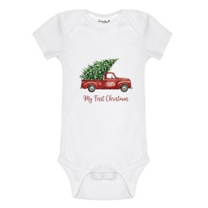 Everyday Kids Christmas Collection My First Christmas Red Truck Baby Onesie – Holiday Tree Pickup Graphic Bodysuit - 1 of 4