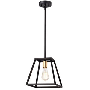 Chloe Lighting Ironclad Industrial 1 Light Textured Black Mini Pendant Ceiling Fixture 10" Wide - 1 of 4