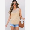 Amaryllis Women’s Sleeveless Mesh Yoke Top Fitted Lightweight Casual Blouse Sheer Panel Detail - 2 of 4