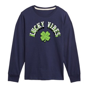 Boys' - Instant Message - St. Patrick's Day Lucky Vibes Long Sleeve Graphic T-Shirt - 1 of 4