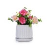 Set of 2 Modern Round Ceramic Planter Pots with Ceramic Tray & Drainage Hole , High-Quality Flower Pots for Windowsills or Garden–The Pop Home - 2 of 4