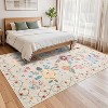 Runner Rug - Floral Boho Design, Ultra-Thin Low Pile, Non-Slip Backing, Machine Washable, 9*12ft, Beige - 4 of 4