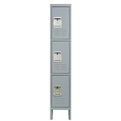 VYNXARIA 3-Door 66"H Metal Locker with Lock - Versatile Storage for Employees, Home Gym, Office, School & Garage, Gray