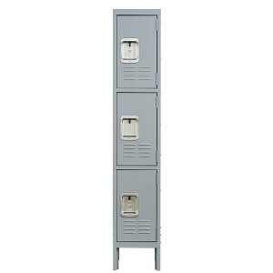 VYNXARIA 3-Door 66"H Metal Locker with Lock - Versatile Storage for Employees, Home Gym, Office, School & Garage, Gray - 1 of 4