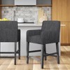 Fabric Upholstered 26" Counter Stools, Set of 2 with Armrests, Rubberwood Frame and H-Base for Kitchen, Dining or Home Bar - 3 of 4