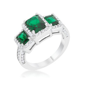 Slickblue Radiant 2.3 Ct. Amethyst/Emerald Trio Cocktail Ring for Women, with Clear Accents, Sizes 5-10 - 1 of 4
