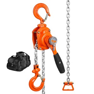 VEVOR Manual Lever Chain Hoist, 1/2 Ton 1100 lbs Capacity 10 FT Come Along, G80 Galvanized Carbon Steel with Weston Double-Pawl Brake, Orange - 1 of 4