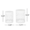 VisioGear Patio End Tables, 2-pcs Patio End Tables, Indoor Outdoor Nesting End Carved Trellis Design Side Table, White, 13.75"*13.75"*18" - 2 of 4