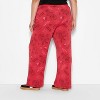 Women's Strawberry Shortcake Print Wide Leg Fleece Graphic Pants - Red - 3 of 3