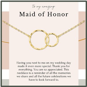 HOPE LOVE SHINE Maid of Honor Gifts from the Bride Wedding Necklace 14K Gold Plated Sterling Silver 2 Rings 18" - 1 of 1
