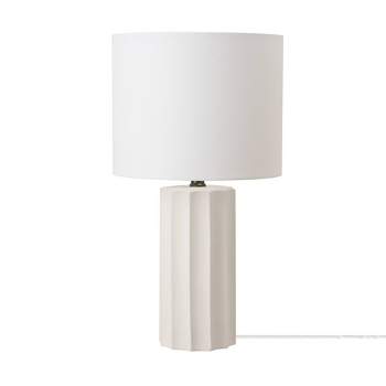 20" Doris Ribbed Concrete Finish Table Lamp with White Linen Shade - Globe Electric