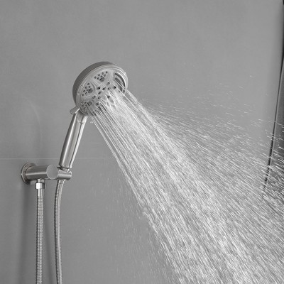 Brushed Nickel Dual Shower Head with Handheld and Rain Spray