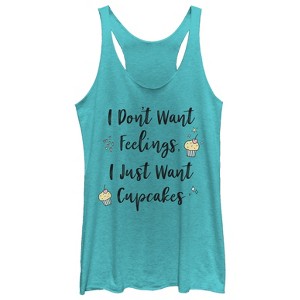 Women's CHIN UP No Feelings Just Cupcakes Racerback Tank Top - 1 of 3