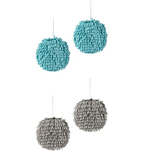 REGALWOVEN Soft Absorbent Fluffy Chenille Ball Bathroom Hand Towels with Wall Hook 4 Pack - 1 of 4