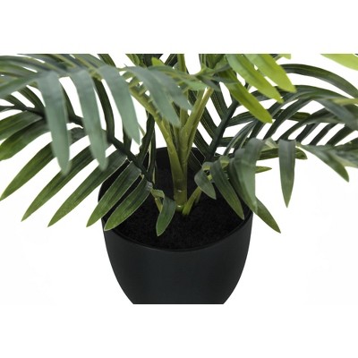 20" Tall Green Faux Palm Plant in Black Pot