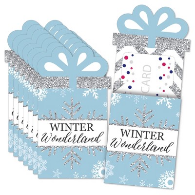 Big Dot of Happiness Winter Wonderland - Snowflake Holiday Party and Winter Wedding Money and Gift Card Sleeves - Nifty Gifty Card Holders - Set of 8