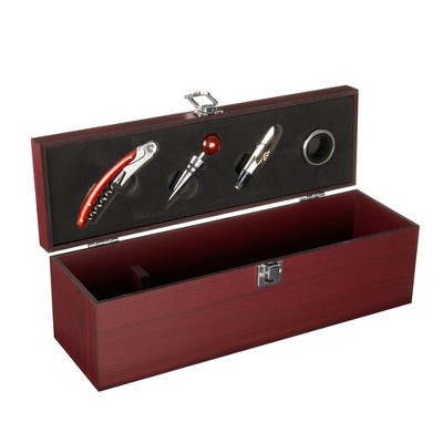 Luxurious Cherry Wood Wine Accessory Gift Set with Padded Insert