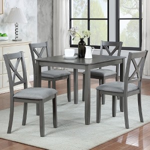 5-Piece Dining Set with Wooden Table and 4 Chairs - 1 of 4