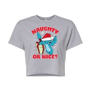 Women's - Lilo and Stitch - Naughty Or Nice Cropped Graphic T-Shirt - 1 of 4